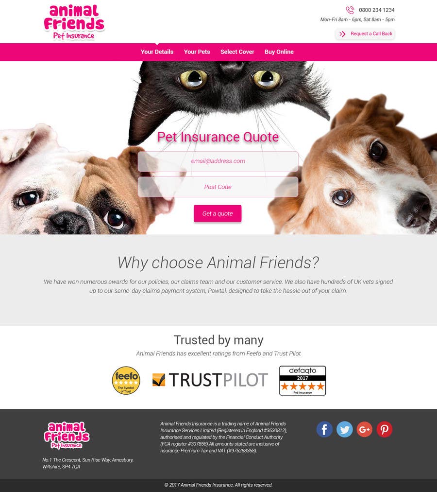 Entry #2 by sudipduttakol for Design a Pet Insurance Website Mockup |  Freelancer