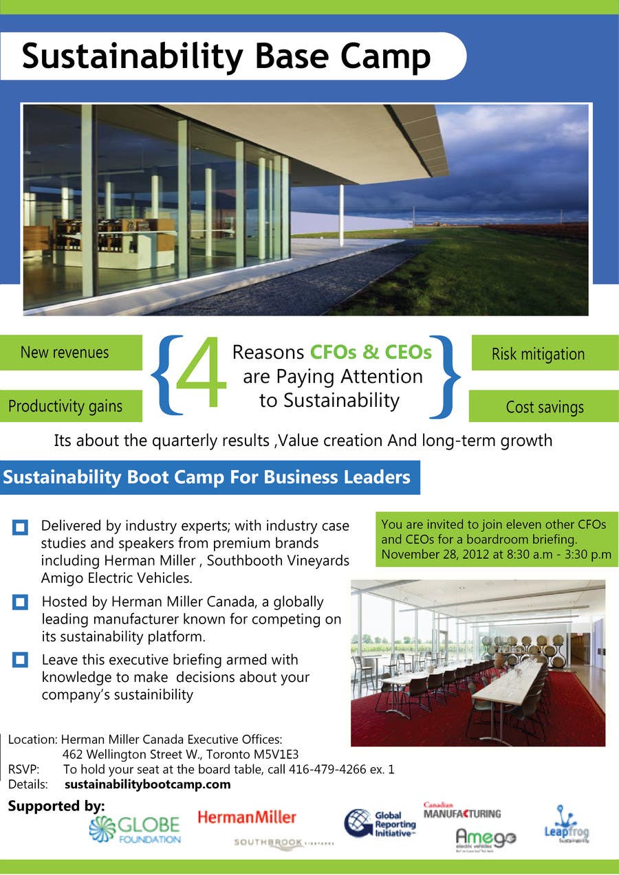 Kilpailutyö #44 kilpailussa                                                 Business Sustainability Boot Camp - 1 page digital flyer
                                            