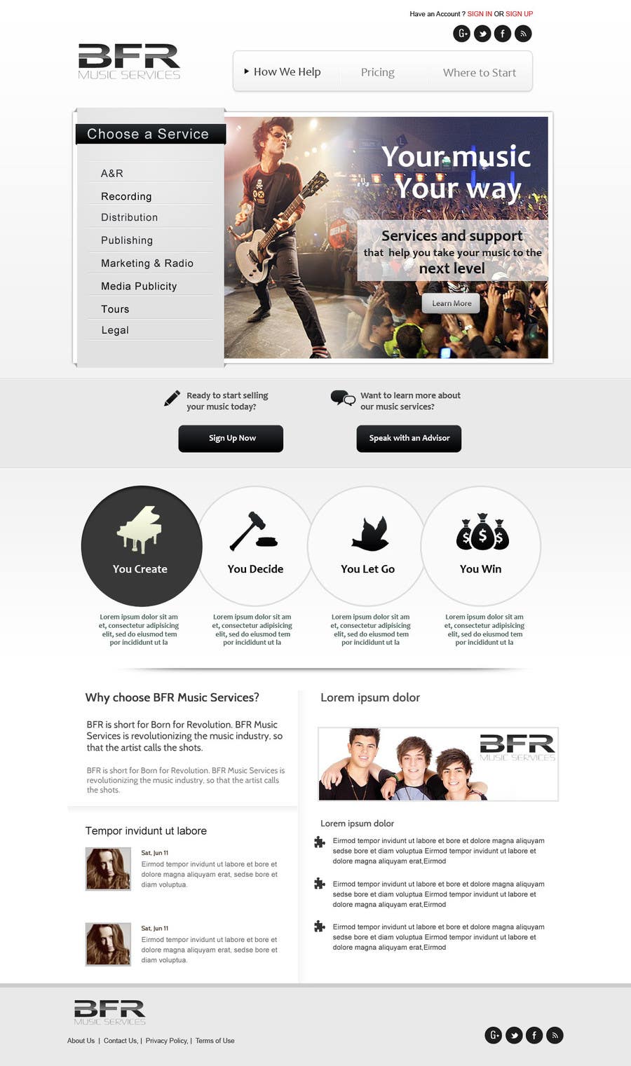 Penyertaan Peraduan #40 untuk                                                 Website Design for BFR Music Services
                                            