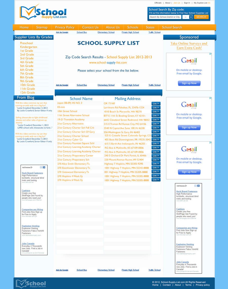 
                                                                                                                        Konkurrenceindlæg #                                            46
                                         for                                             Website Design for School-Supply-List.com
                                        