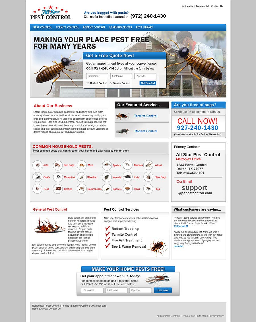 Proposition n°30 du concours                                                 Website Design for All Star Pest Control
                                            