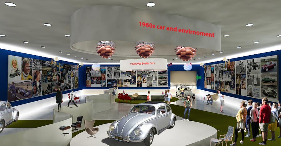 
                                                                                                                        Penyertaan Peraduan #                                            49
                                         untuk                                             Illustrate an interior with visitors and attractions for a modern VW Beetle museum
                                        