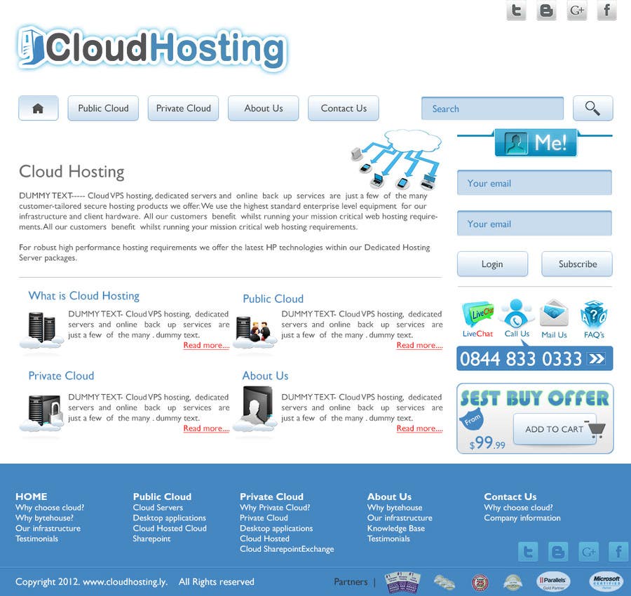 Tävlingsbidrag #19 för                                                 Website Design for cloud hosting and cloud storage mini site for major UK hosting company
                                            