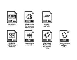 #2 für Set of 7 Icon Illustrations needed for online-shop (language learning related) von Tamal28