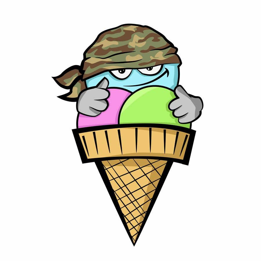 Contest Entry #6 for                                                 I would like a digital coloured drawing of cartoon ice cream cone character wearing a military camo stlye bandana
                                            