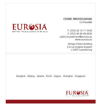 Kilpailutyö #3 kilpailussa                                                 Business Card Design for www.eurosia.eu
                                            