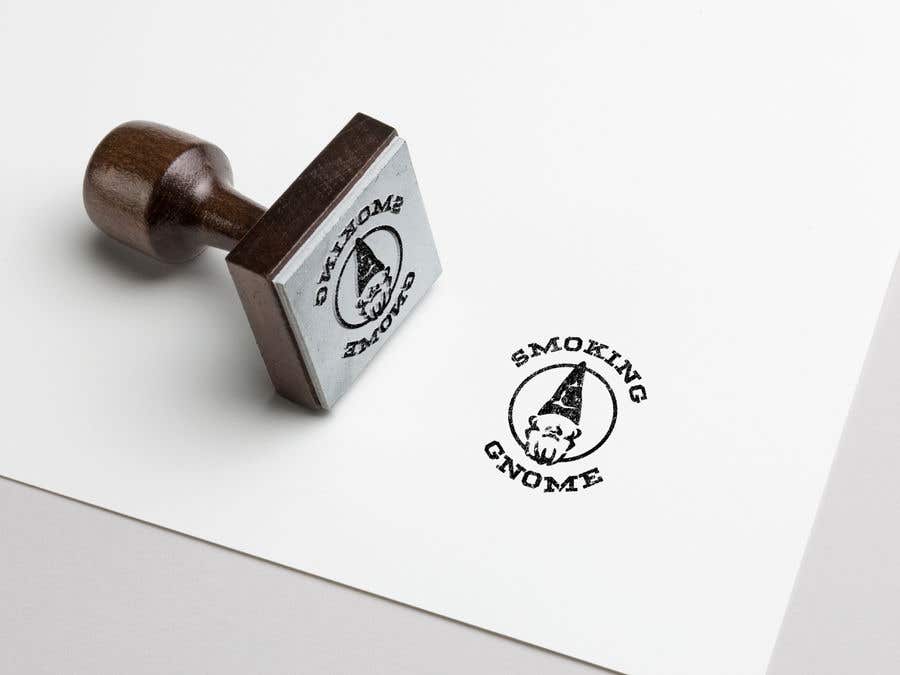 Participación en el concurso Nro.5 para                                                 I am in need of a simple hand carved stamp type style logo. I only want black and white or white and black. I am interested in what a logo stamp design would look like with a circular boarder around a Gnome with Smoking above the gnome and Gnome below the
                                            