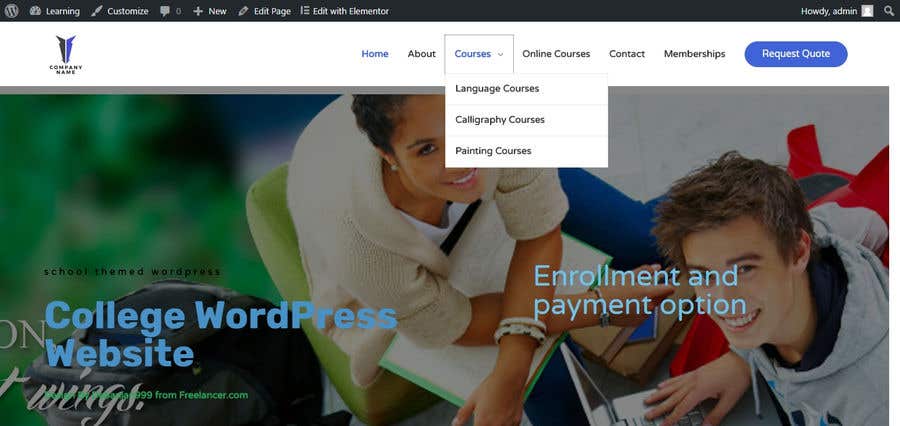 Contest Entry #27 for                                                 College Wordpress Website - Enrolment and payment plugin
                                            