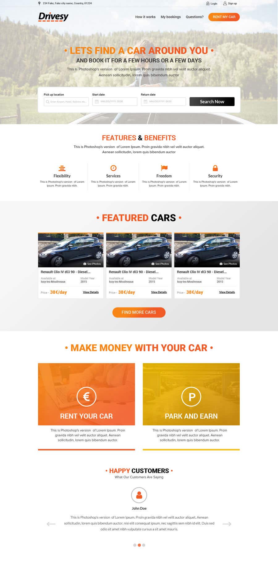 Proposition n°7 du concours                                                 Design a peer-to-peer car rental marketplace website
                                            