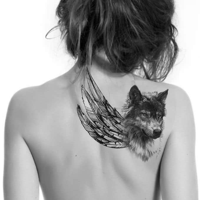 Konkurrenceindlæg #21 for                                                 1 Wolf & 1 wing Tattoo Design
                                            