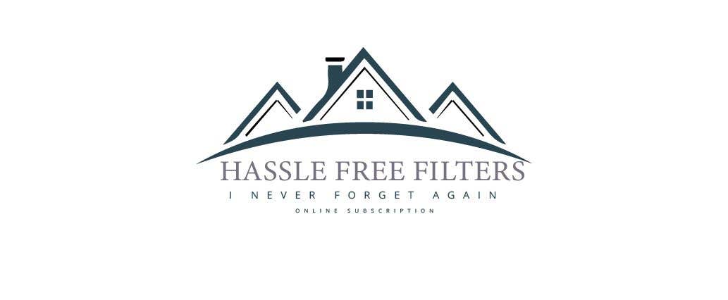 Contest Entry #4 for                                                 I need a logo for hasslefreefilters.com. I want it highlighted with a modern outline of a house. A slogan that says “never forget again” underneath. Also writing that says “online subscription”
                                            
