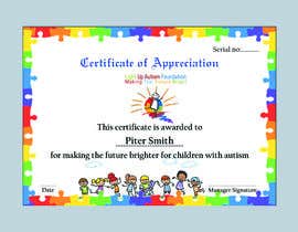 #16 for certificate of appreciation for childrens autism charity av Heartbd5