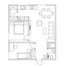 gabeetu tarafından Design a layout of a two bedroom flat, including furniture. için no 5