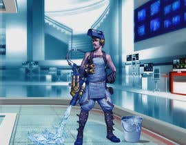 #45 per Produce illustration artwork that shows a human droid cleaning floor using mop and bucket da hasanhabibsweet