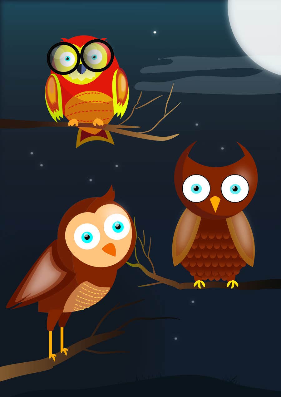 Wasilisho la Shindano #22 la                                                 Funny Looking Owl With Big Eyes In A Dark Environment
                                            