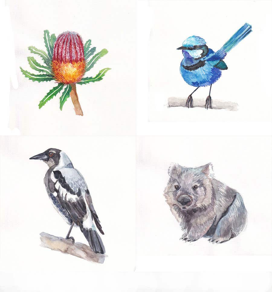 ผลงานการประกวด #25 สำหรับ                                                 Art Required of Australian Plants & Animals - 8 Small artworks in total. Hand drawn, digital or watercolor.
                                            