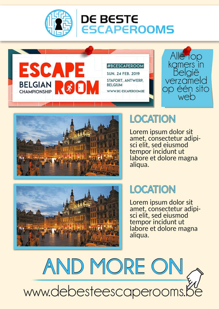 Penyertaan Peraduan #11 untuk                                                 Design A6 flyer for an escape room review website
                                            