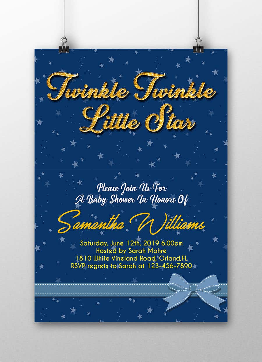 Penyertaan Peraduan #14 untuk                                                 An Amazing twinkle twinkle little star baby shower invitation
                                            