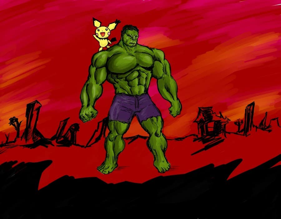 
                                                                                                                        Konkurrenceindlæg #                                            3
                                         for                                             Pichu ( pokemon ) sitting on the Hulk's shoulder.
                                        