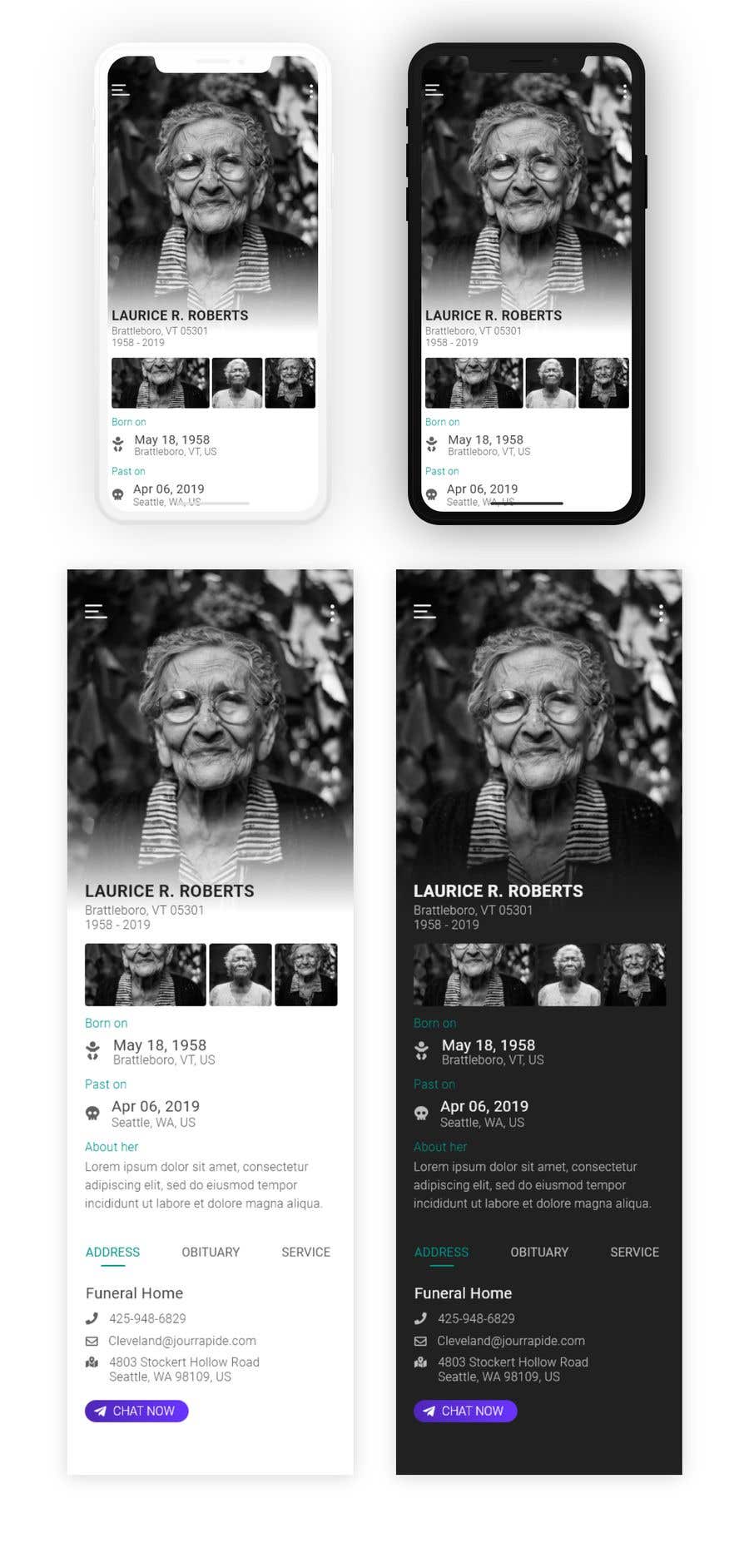 Entri Kontes #18 untuk                                                Graphic Design Layout For Funeral Home App (The Contest is for the homepage of the App Only) Additional pages based off design
                                            