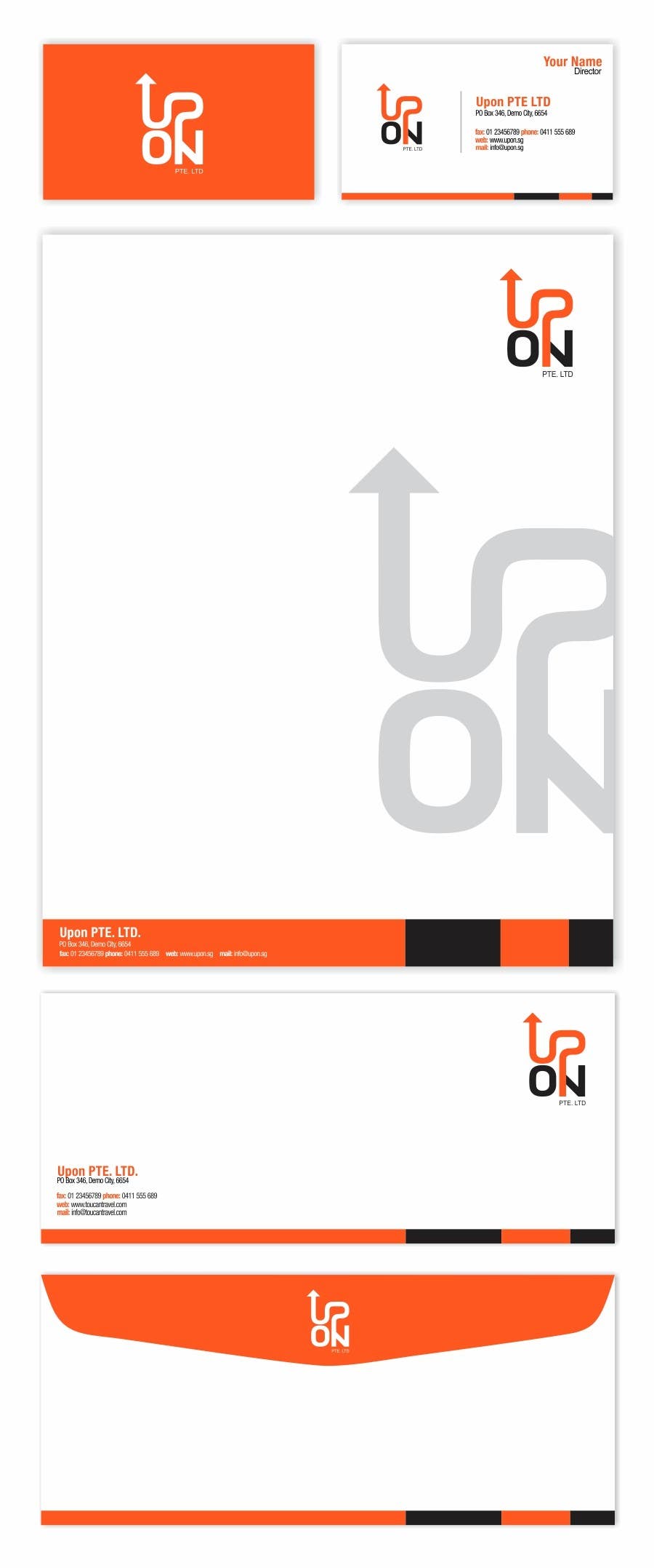 Proposition n°35 du concours                                                 Logo/name card/letter head Design for UPON.SG
                                            