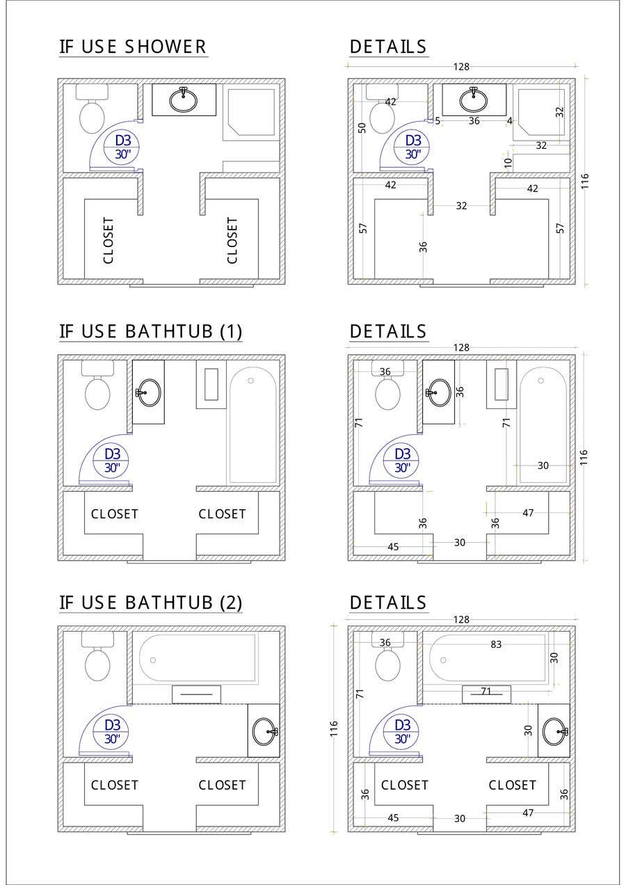 Intrarea #35 pentru concursul „                                                Design a bathroom Layout/ rendering
                                            ”