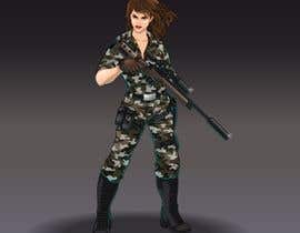 #57 สำหรับ Female soldier character illustration with background โดย Rotzilla