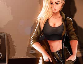 #75 for Female soldier character illustration with background by kalen1008