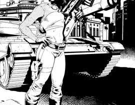 #56 Female soldier character illustration with background részére DenioViana által