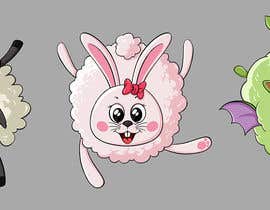 #46 cho 3 cartoon animals simple clip art style, big sweet eyes for kids stickers bởi avijitsil009