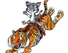 #129 for Creative Art: A Cat Riding a Big Wild Cat Like a Horse (with Saddle) by ecomoglio
