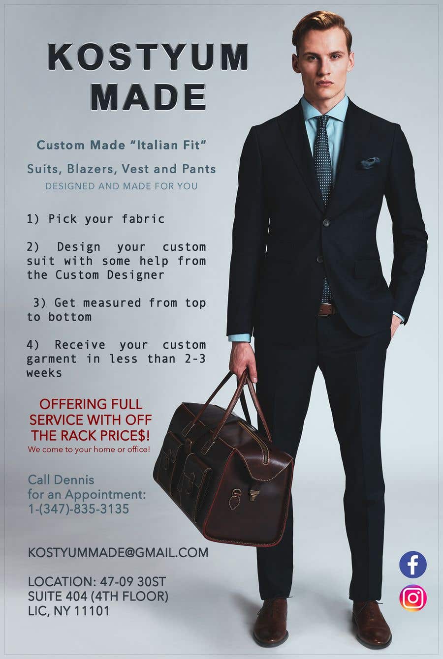 Penyertaan Peraduan #4 untuk                                                 Poster Design - Custom Suits
                                            