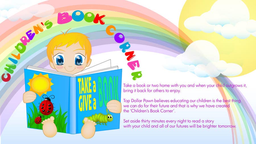 Tävlingsbidrag #9 för                                                 Illustration Design for The Children's Book Corner at Top Dollar Pawn
                                            