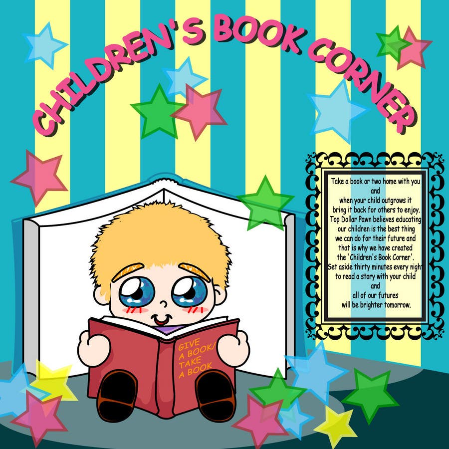 #20. pályamű a(z)                                                  Illustration Design for The Children's Book Corner at Top Dollar Pawn
                                             versenyre