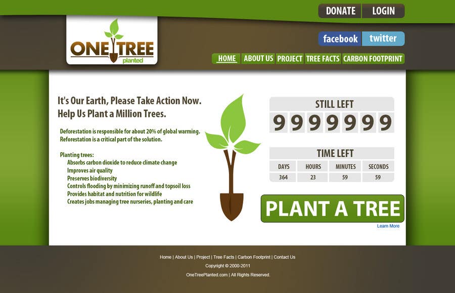 Zgłoszenie konkursowe o numerze #130 do konkursu o nazwie                                                 Website Design for 1 Tree Planted
                                            