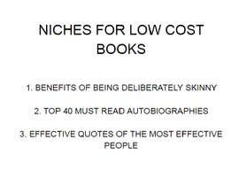 #5 for Amazon, Niches for low cost books and keywords to be used for search criteria by ConvenientHire
