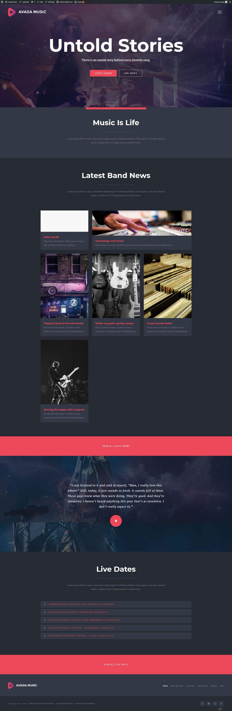 Participación en el concurso Nro.47 para                                                 Build a home page design for a musician
                                            