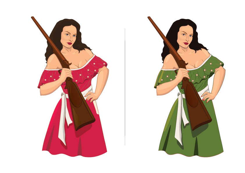 Participación en el concurso Nro.62 para                                                 Logo Illustration Women in Dress Flexing muscle holding rifle
                                            