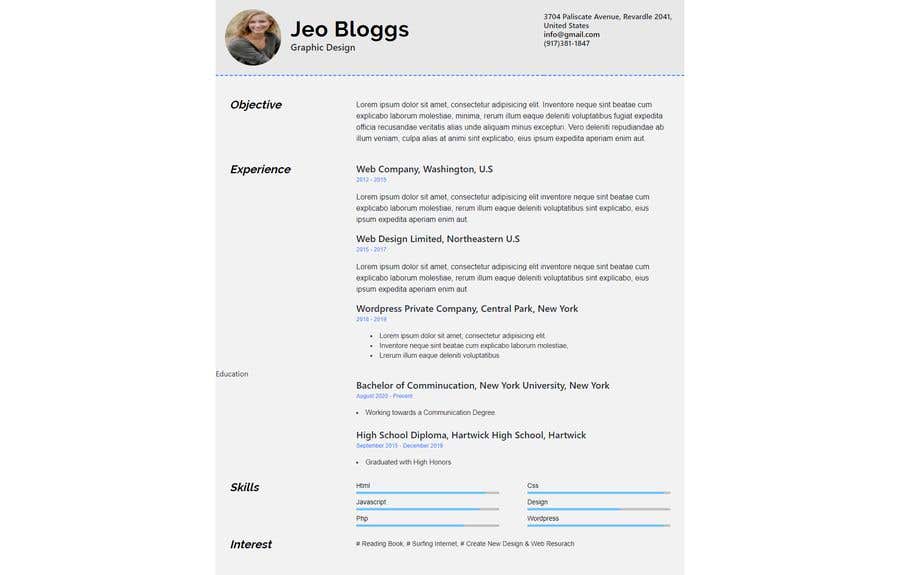 Contest Entry #115 for                                                 $15 per single page resume WEBSITE - Submit a quality responsive resume website and I might buy it
                                            