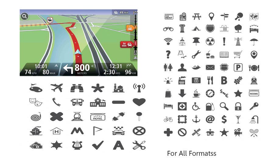 Penyertaan Peraduan #1 untuk                                                 Icons design for a GPS application
                                            