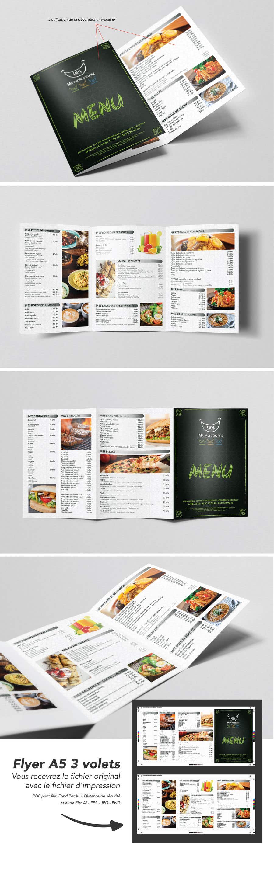 
                                                                                                                        Proposition n°                                            15
                                         du concours                                             Créer un désign de menu sous forme de flyer A5 3 volets pour notre restaurant
                                        