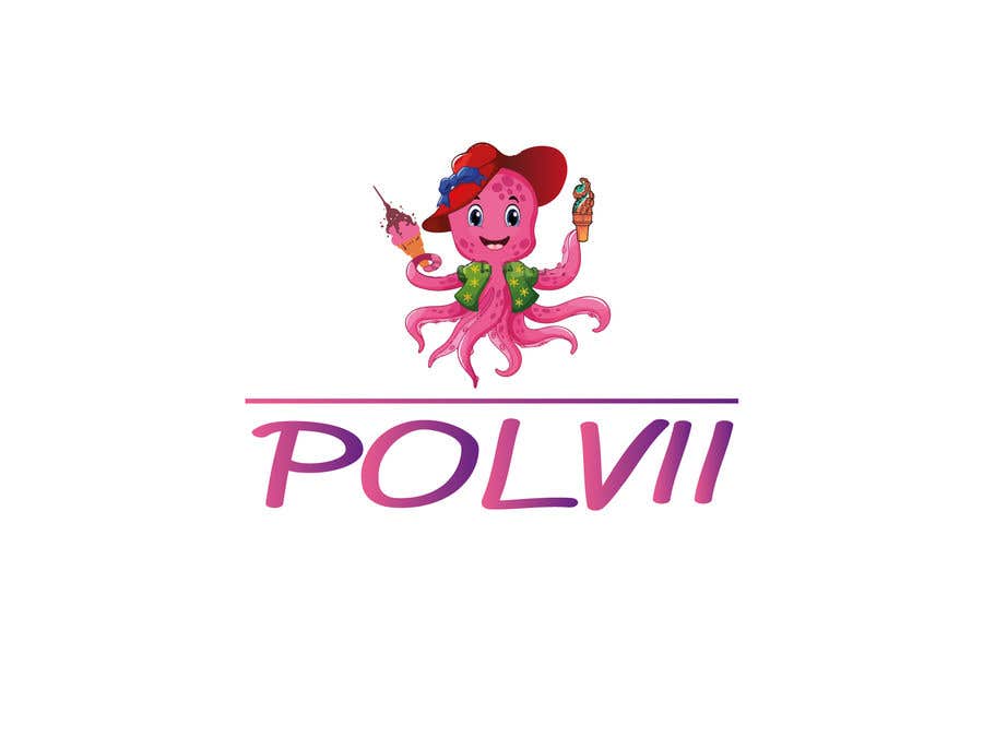Конкурсна заявка №92 для                                                 create a logo for an ice cream shop with this name: POLVII and with the figure of the octopus.
                                            