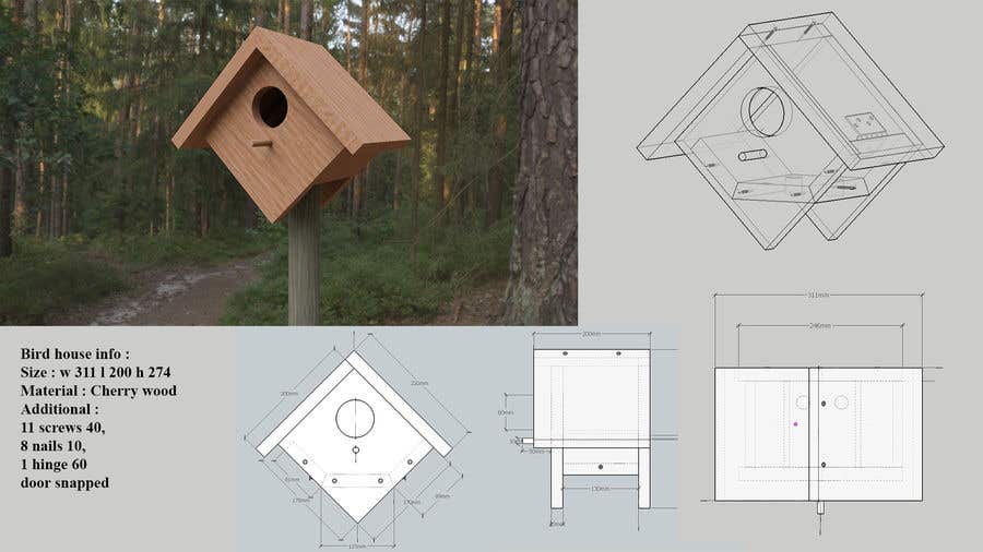 Konkurrenceindlæg #38 for                                                 Make a series of building plans for birdhouses (Fun job!)
                                            