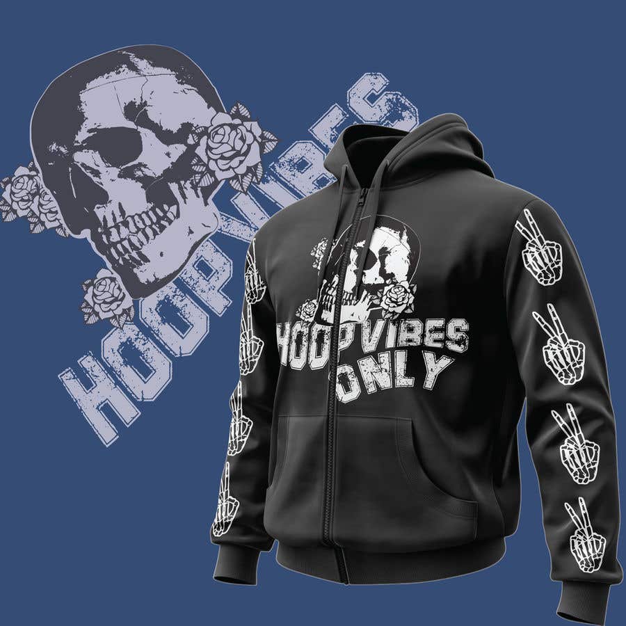 Contest Entry #27 for                                                 I would like to Change words to HOOP VIBES ONLY in the same font pattern it is already. Remove the skull and flowers and add a basketball where the skull is over the letters.. i would like it in black and white for sure..
                                            