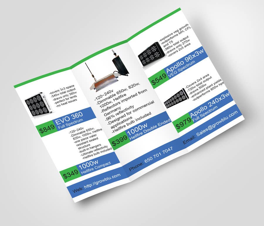 Proposta in Concorso #4 per                                                 Trifold Product Brochure for LED Company
                                            