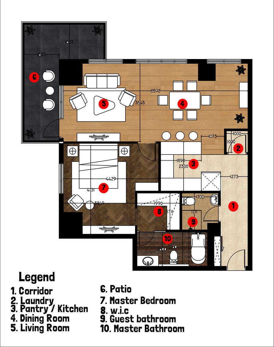 Konkurrenceindlæg #70 for                                                 Floor plan/interior ideas for sub-penthouse condo (1000sq feet)
                                            