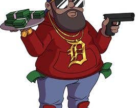 #92 for Caricature illustration of Heavy Set African American Man similar to Rick Ross with Detroit Apparel, gun and money by virginiafaria