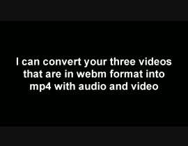 Nro 2 kilpailuun Convert webm files to mp4 files with audio and video käyttäjältä michaels2110