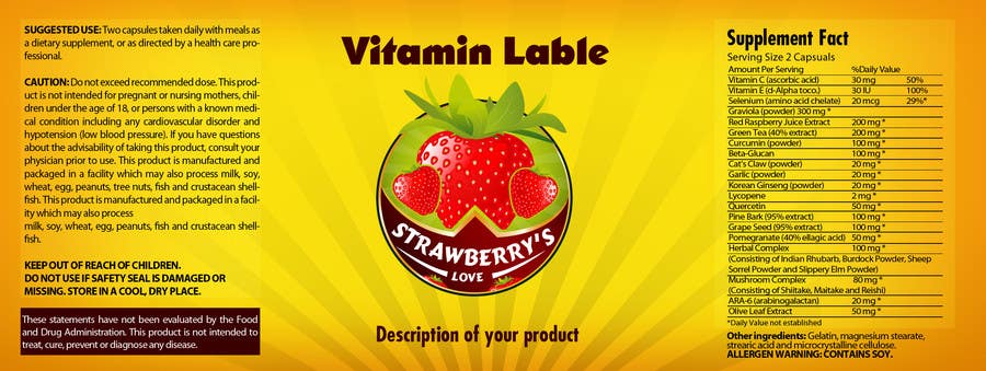 Bài tham dự cuộc thi #6 cho                                                 Creating Vitamin Bottle Labels - Will pick 10 Winners
                                            