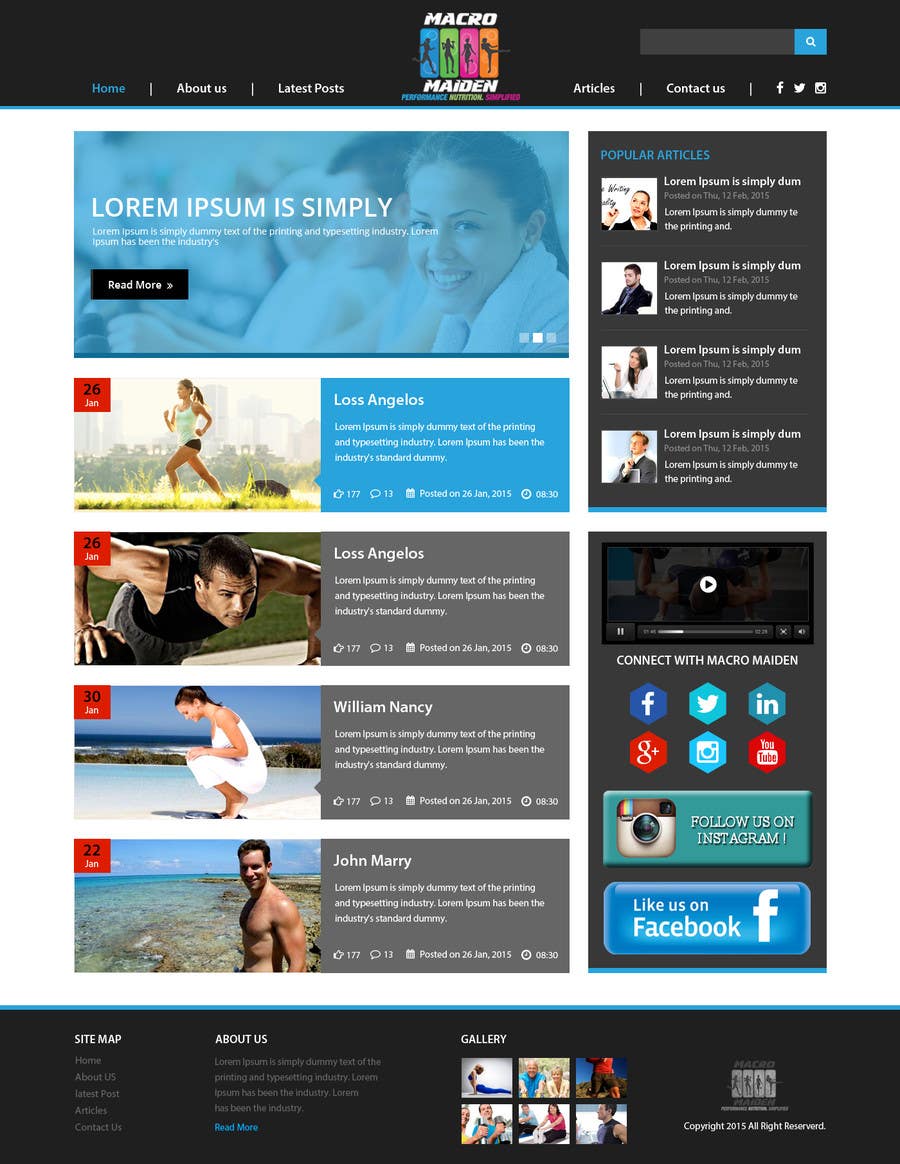 Penyertaan Peraduan #28 untuk                                                 Design a Website Mockup for Fitness Health Site
                                            